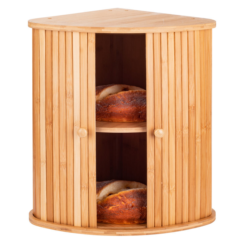 Red Barrel Studio® Bamboo Bread Box 2 Adjustable Layer Breadbox, Countertop Bread Storage Bin